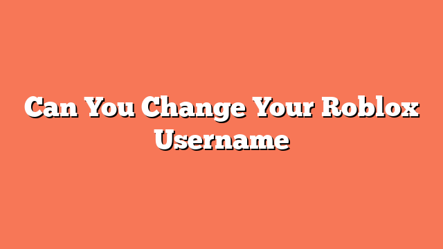 Can You Change Your Roblox Username