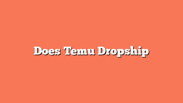 Does Temu Dropship