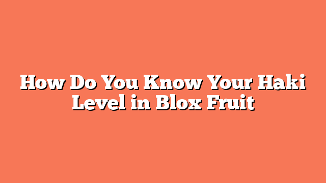 How Do You Know Your Haki Level in Blox Fruit