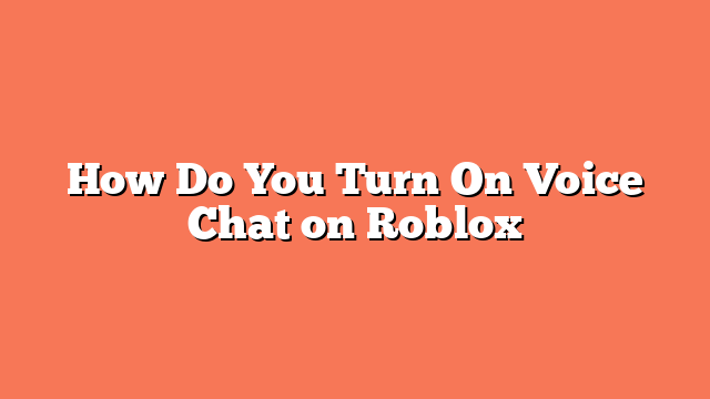 How Do You Turn On Voice Chat on Roblox