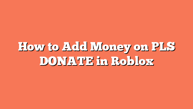 How to Add Money on PLS DONATE in Roblox