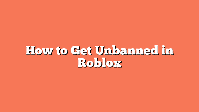 How to Get Unbanned in Roblox