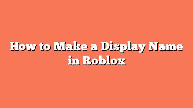 How to Make a Display Name in Roblox