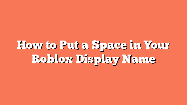 How to Put a Space in Your Roblox Display Name