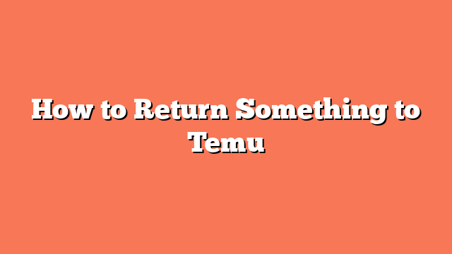 How to Return Something to Temu