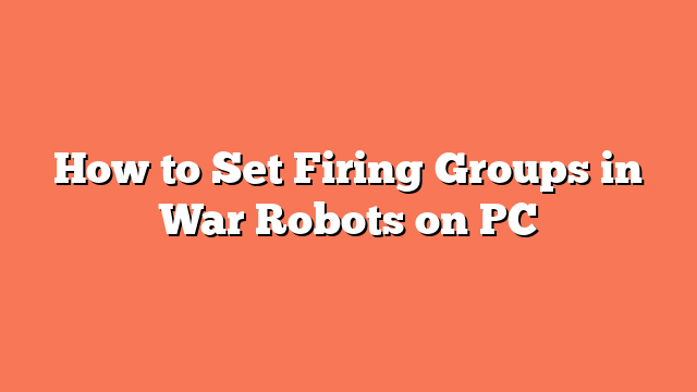 How to Set Firing Groups in War Robots on PC