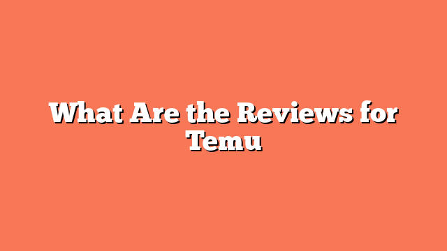 What Are the Reviews for Temu