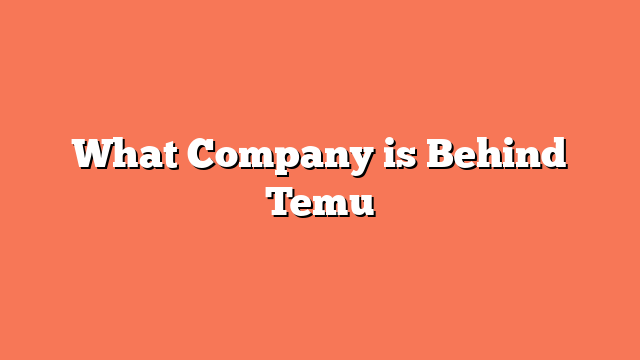 What Company is Behind Temu