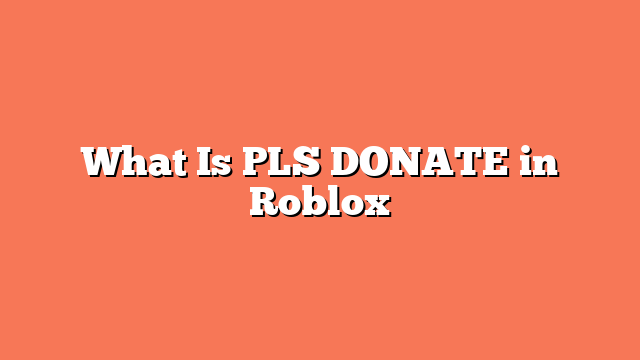 What Is PLS DONATE in Roblox