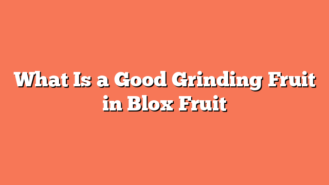 What Is a Good Grinding Fruit in Blox Fruit