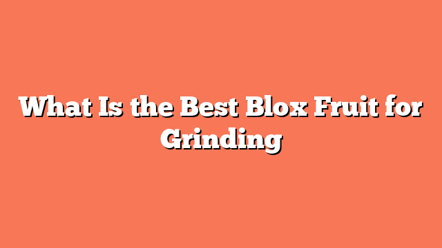 What Is the Best Blox Fruit for Grinding