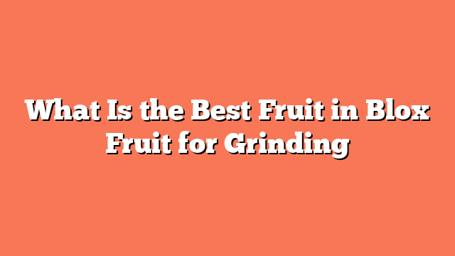 What Is the Best Fruit in Blox Fruit for Grinding