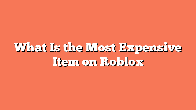 What Is the Most Expensive Item on Roblox