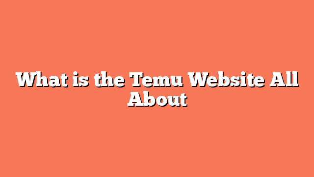 What is the Temu Website All About