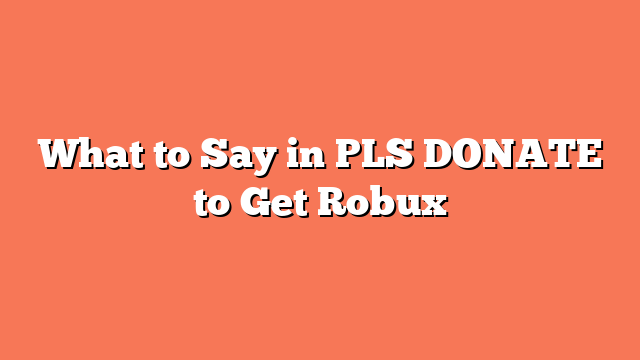 What to Say in PLS DONATE to Get Robux