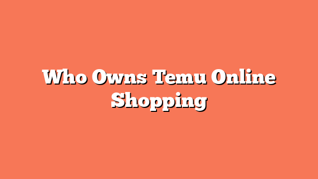 Who Owns Temu Online Shopping