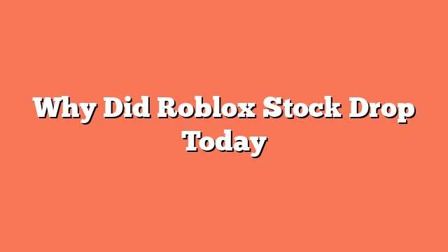 Why Did Roblox Stock Drop Today