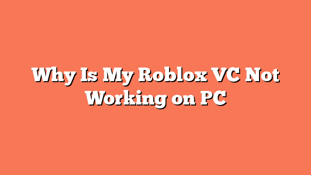 Why Is My Roblox VC Not Working on PC