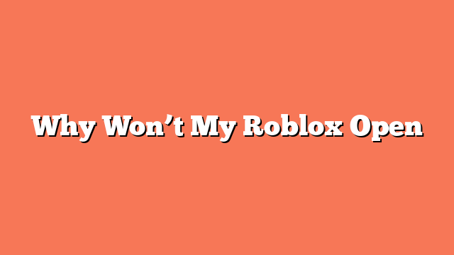 Why Won’t My Roblox Open