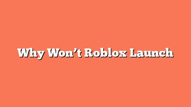 Why Won’t Roblox Launch